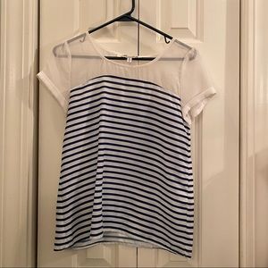 Navy and White Stripped Top